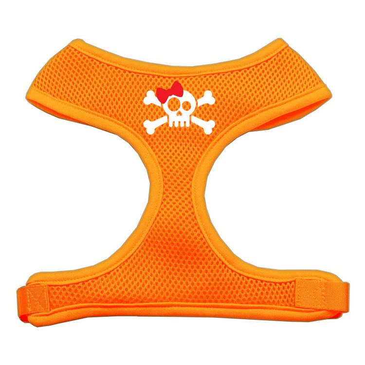 Skull Bow Screen Print Screen Print Mesh Pet Harness Orange